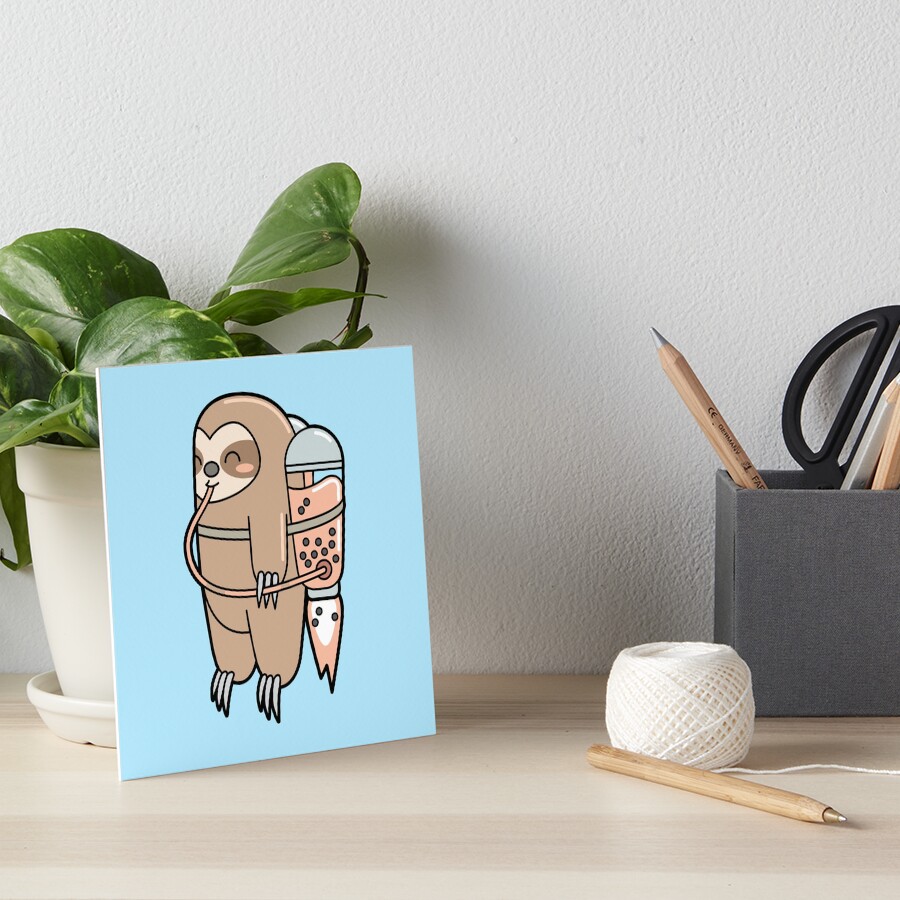 boba tea bubble tea  cute kawaii sloth art board print by bobateame boba tea bubble tea  cute kawaii sloth art board print by bobateame