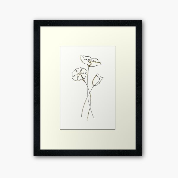 Black and Gold Wildflowers Framed Art Print