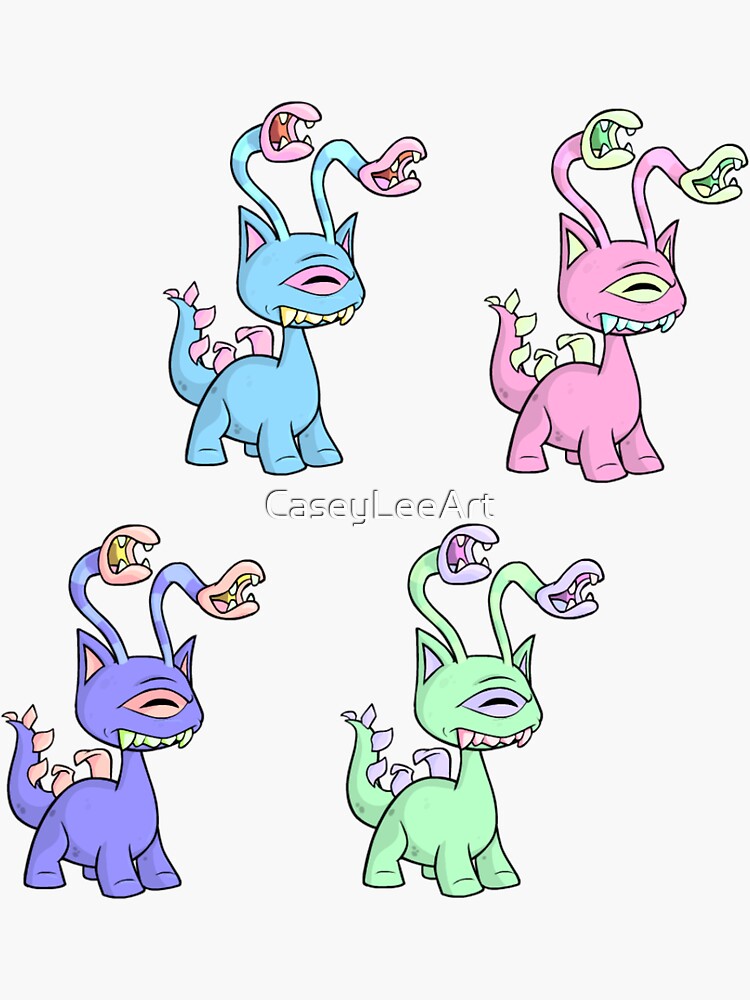 "Mini Pastel Mutant Aisha Set Neopets" Sticker by CaseyLeeArt Redbubble