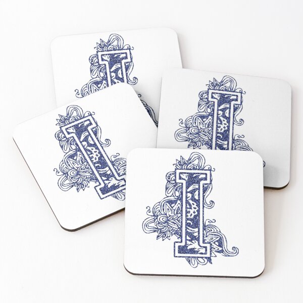 Item preview, Blue glitter floral letter I designed and sold by DarkArtStudio.