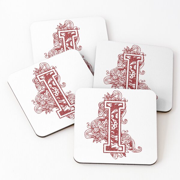 Item preview,  Red glitter floral letter I designed and sold by DarkArtStudio.