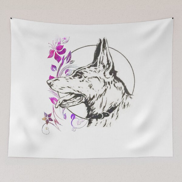 Item preview, German Shepherd Dog with Floral accent Illustration Simple Graphic Design designed and sold by JustincredibleT.