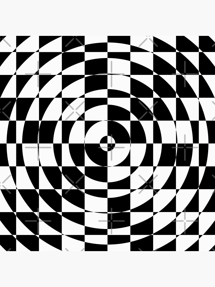 Op Art Black and White Abstract Checkered Circles | Art Board Print