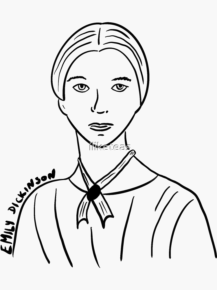 Emily Dickinson Line Art Sticker For Sale By Iliketeas Redbubble 7438