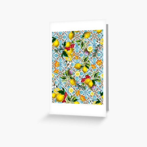 Item preview, Sicilian lemons and romantic tiles cottagecore aesthetic designed and sold by GabriellaParadi.