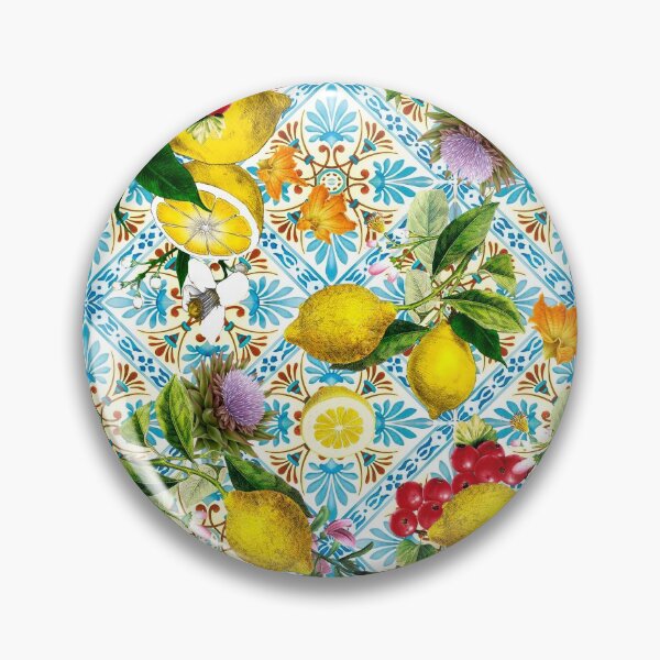Item preview, Sicilian lemons and romantic tiles cottagecore aesthetic designed and sold by PG Illustration.