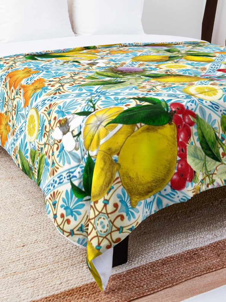 Alternate view of Sicilian lemons and romantic tiles cottagecore aesthetic Comforter