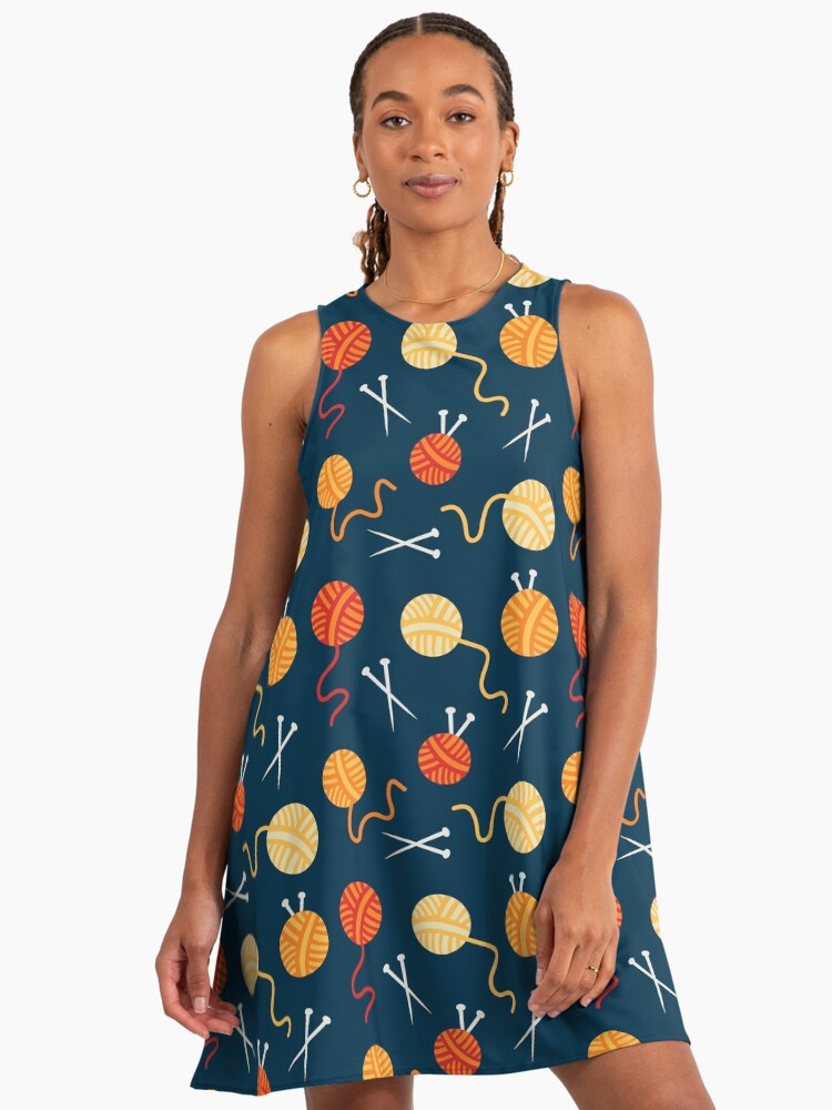 Yarn and Knitting Needles Pattern" A-Line Dress for Sale by babybigfoot |  Redbubble