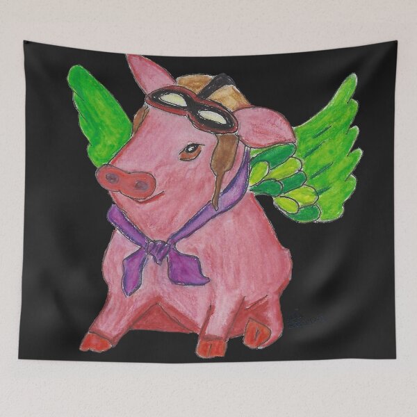 Item preview, Aviator Pig with Hat, Scarf, and Wings Transparent Background designed and sold by AliCatOriginals.