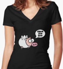 Dim Sum Pig - Char Siu Bao Women's Fitted V-Neck T-Shirt