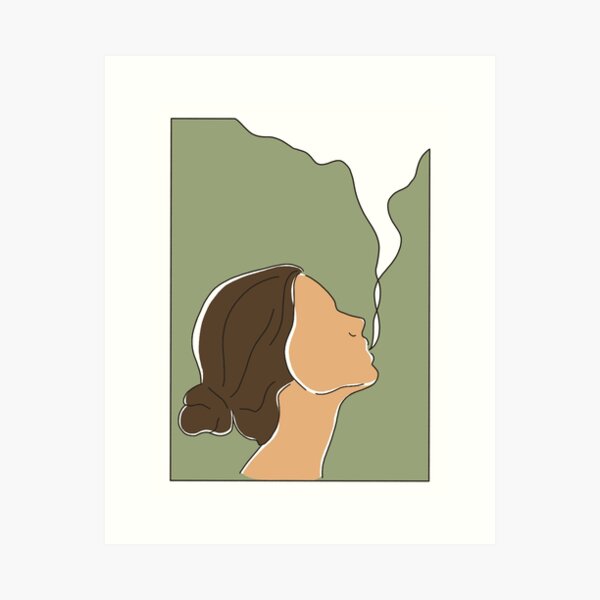 woman smoking line drawing Art Print