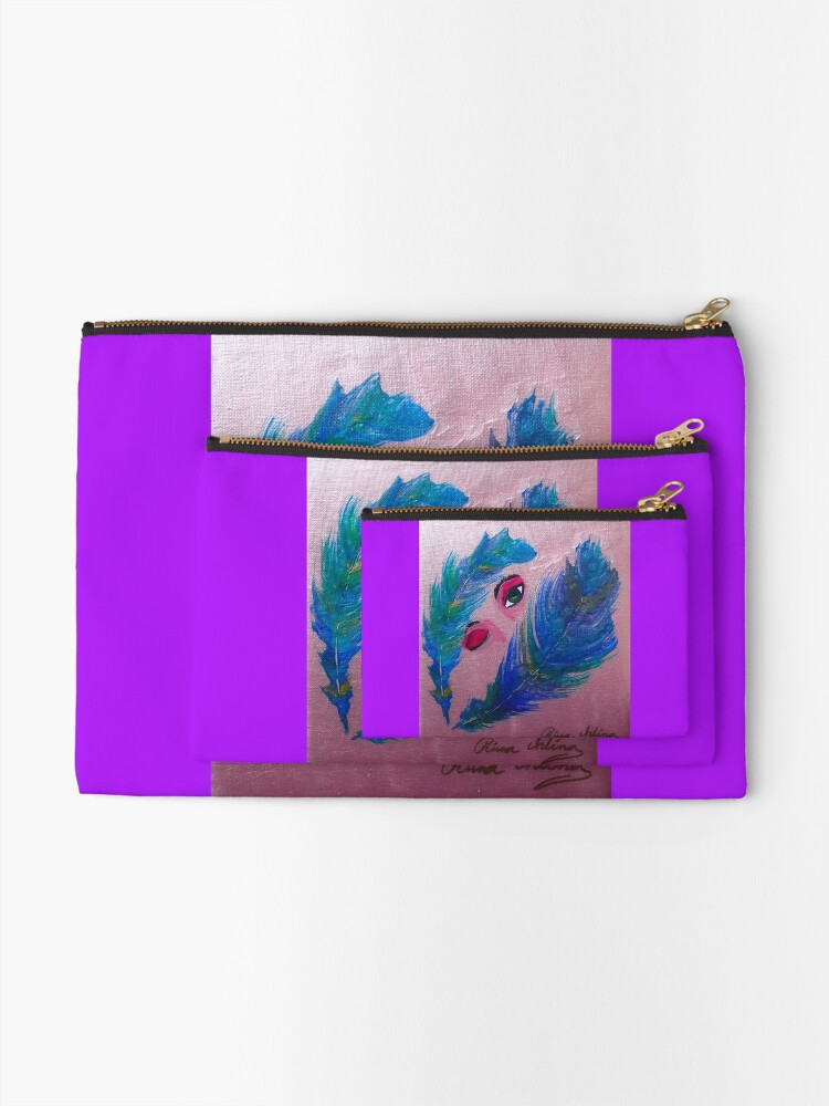 Thumbnail 2 of 4, Zipper Pouch, Feathers designed and sold by RinaArling.