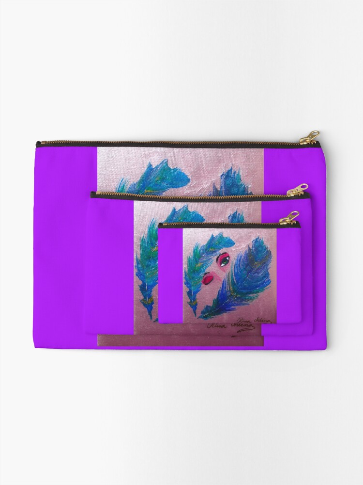 Thumbnail 2 of 4, Zipper Pouch, Feathers designed and sold by RinaArling.