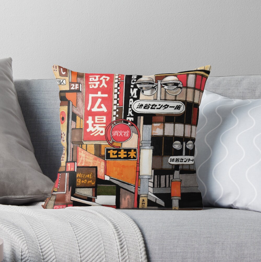 Tokyo Street Signs Throw Pillow