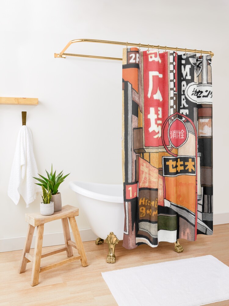 Alternate view of Tokyo Street Signs Shower Curtain