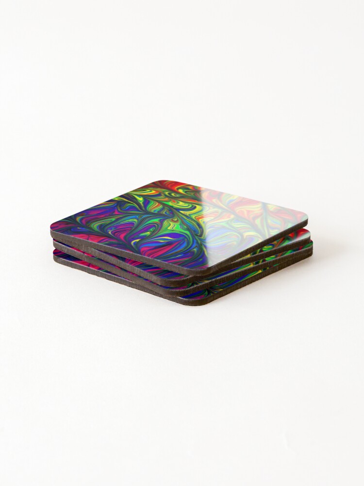 Thumbnail 4 of 5, Coasters (Set of 4), One Seriously Pretty Trippy Print designed and sold by RocketshSD.