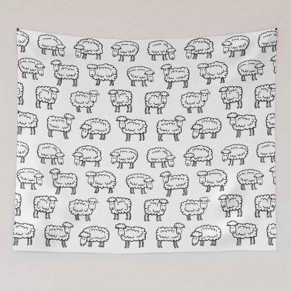 Item preview, Sheep Pattern - Black and White designed and sold by Artberry.