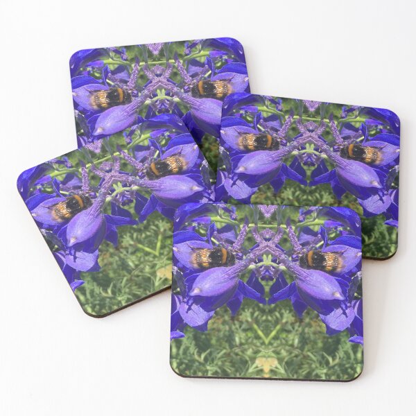 Item preview, Summertime Bumblebees in the Deep Delphinium Indigo Blue designed and sold by RoseAromas.