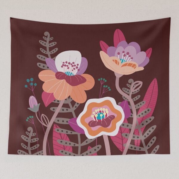 Item preview, Pink orange and purple wild flowers designed and sold by DCamille.