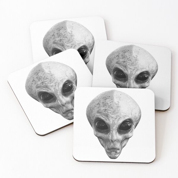 Item preview, Alien Ufo Portrait black and white designed and sold by PeterADesign.
