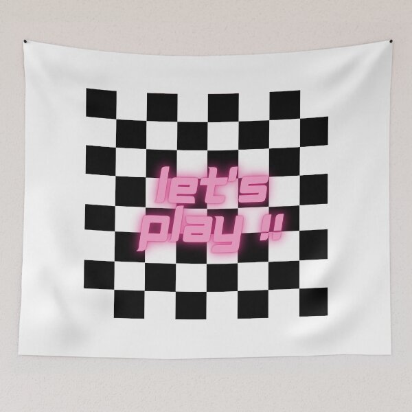 Item preview, Let's play !! pink neon on chess board designed and sold by Dhiak.