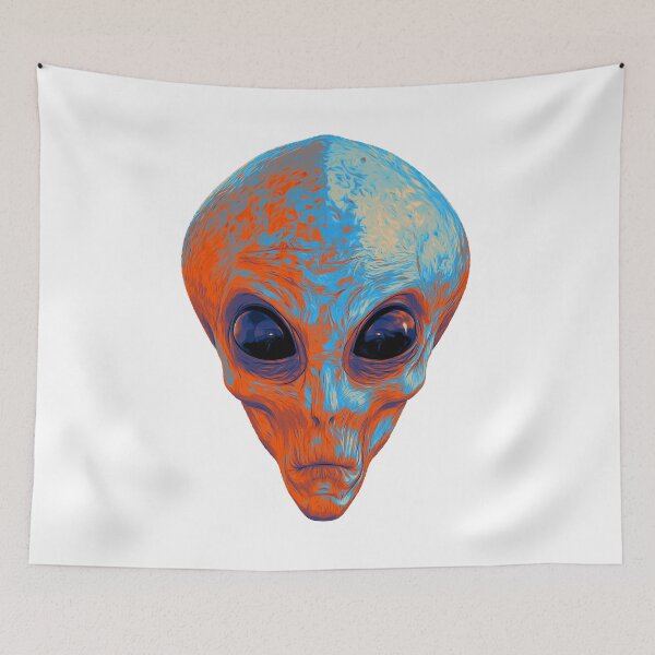 Item preview, Alien Ufo Portrait teal and orange designed and sold by PeterADesign.