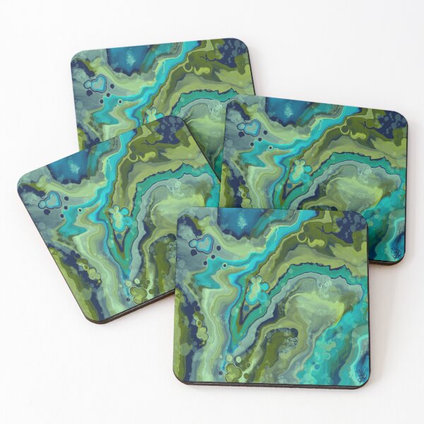Item preview, Caribbean, digital fluid pour with cells designed and sold by MayGreenAbgrall.