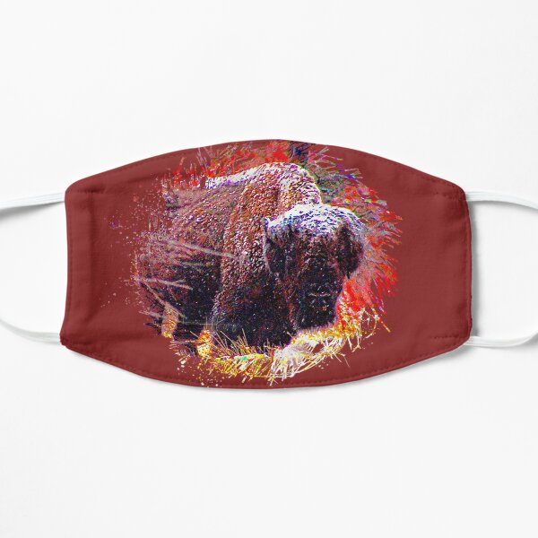 Buffalo in the Snow Front view Wichita Mountain Wildlife Refuge Oklahoma Red Autumn Leaves Mask
