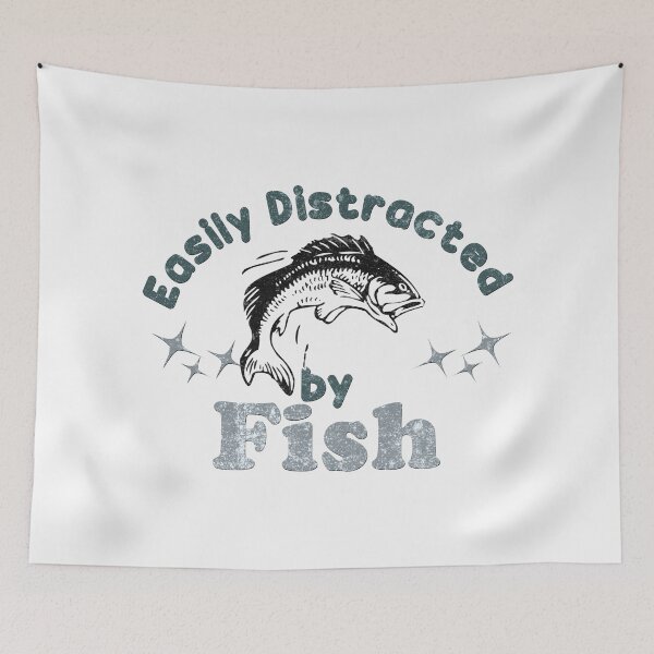 Item preview, Easily Distracted By Fish - Funny Fish and Distressed Effect Text Humor Gift Ideas  designed and sold by leo121687.