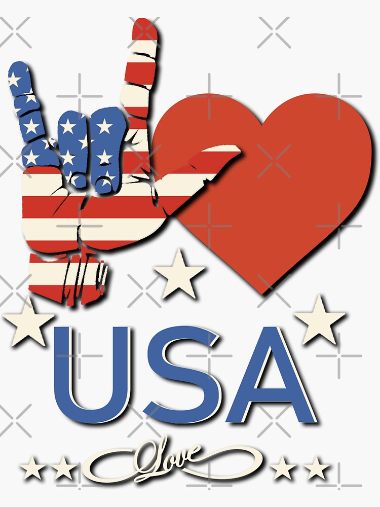 "I Love America, Love Sign and Flag of USA" Sticker for Sale by levsal