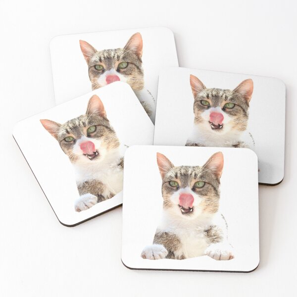 Item preview, hungry cat smacking its lips, cat kisses designed and sold by Stephanie  Skeem.