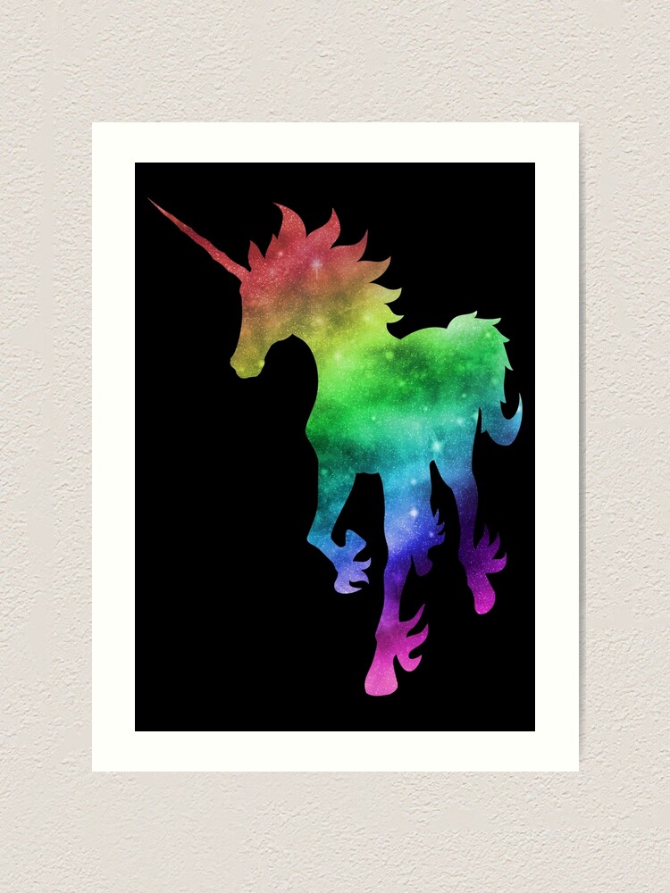 rainbow galaxy unicorn art print by chartgrand redbubble