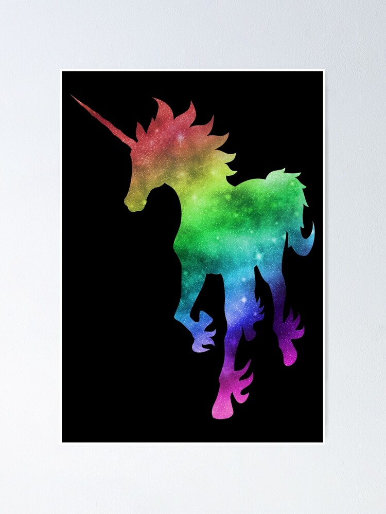 Rainbow Galaxy Unicorn Poster By Chartgrand Redbubble