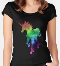 Rainbow Galaxy Unicorn Women's Fitted Scoop T-Shirt