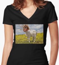 THUGGA THE GOAT Women's Fitted V-Neck T-Shirt