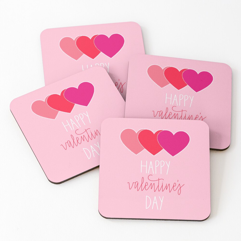 "Valentine's Day Hearts" Coasters (Set of 4) by hgiraldi Redbubble