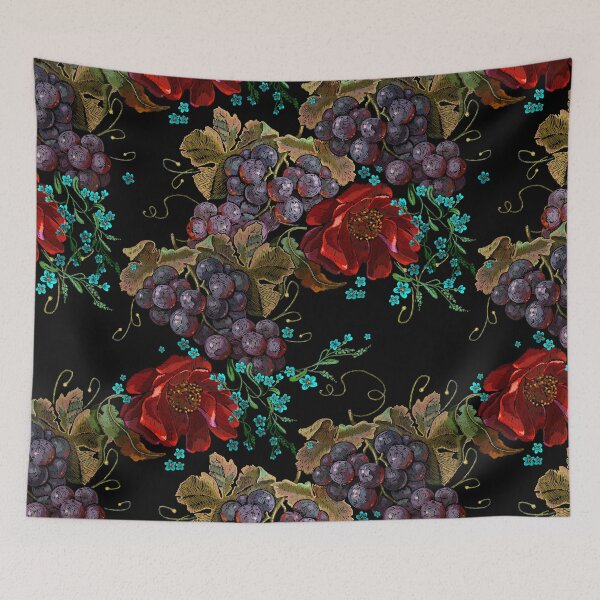 Item preview, Red roses flowers and cluster of grapes designed and sold by matrioshka.