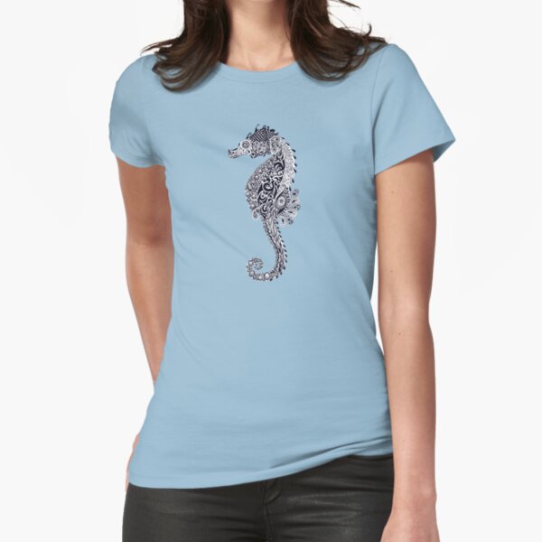 Seahorse Doodle Fitted T-Shirt