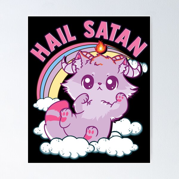 Cute Hail Satan Cat Rainbow Kitty Heavy Metal Yoga Mat by The Perfect  Presents - Fine Art America