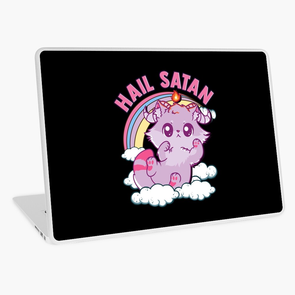 Funny Satanic Hail Satan Kitten Cute Rainbow Cat Poster for Sale