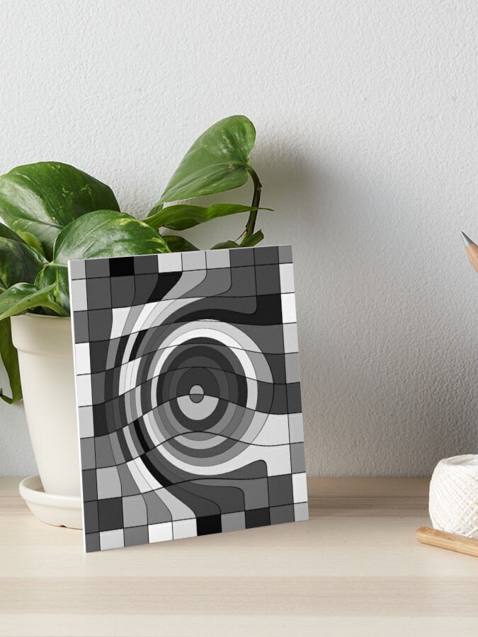 Optical Illusion Op Art Gray scale Abstract Warped Tiles | Art Board Print