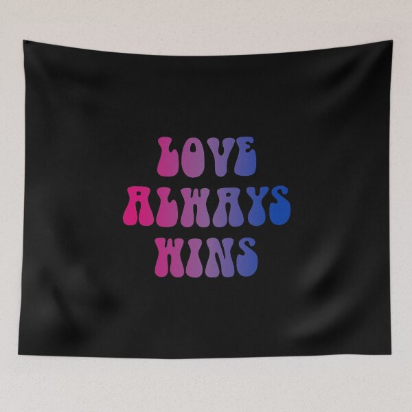 Item preview, Love Always Wins Bisexual Flag Hippie Text designed and sold by everything4eva.