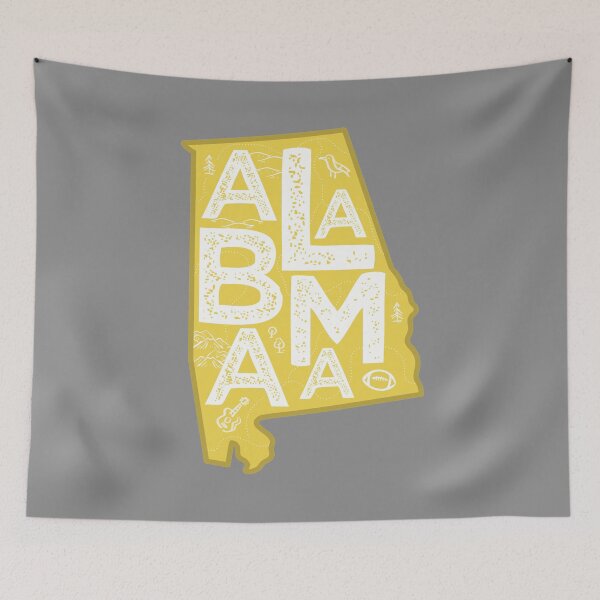 Item preview, Alabama Map Typography Gold designed and sold by HelloGentry.