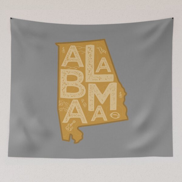 Item preview, Alabama Map Typography Brown designed and sold by HelloGentry.