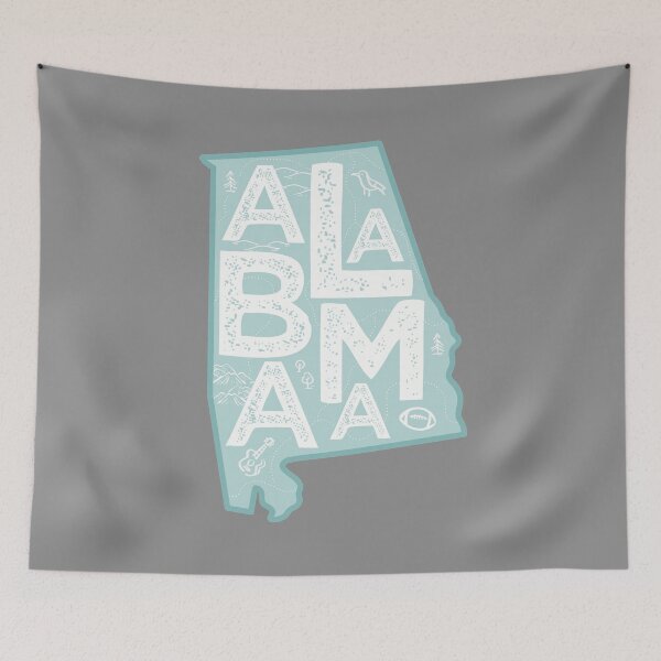 Item preview, Alabama Map Typography Blue designed and sold by HelloGentry.