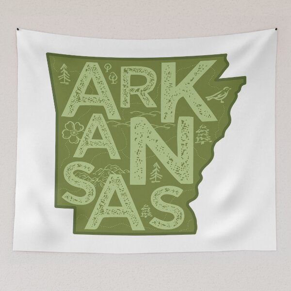 Item preview, Arkansas Map Typography Green designed and sold by HelloGentry.