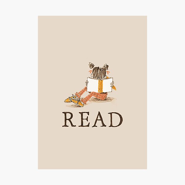 Item preview, Girl Reading, Lost in a Book - READ POSTER designed and sold by Shelley Johannes.