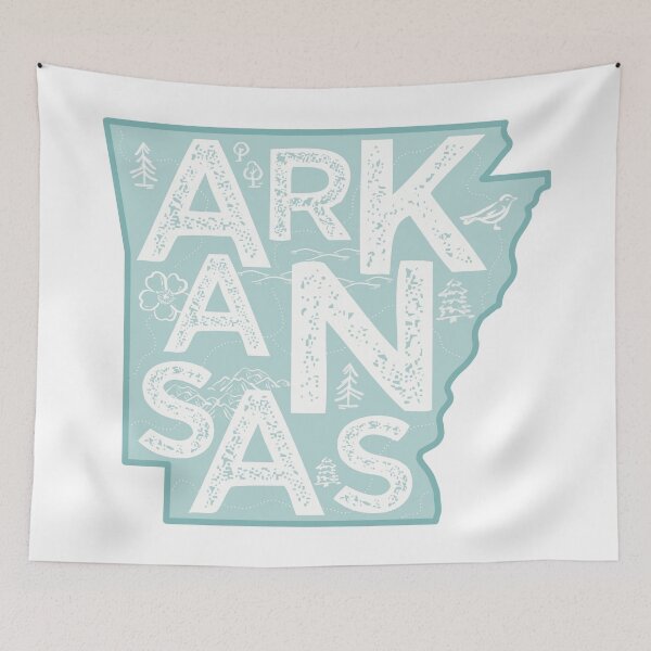 Item preview, Arkansas Map Typography Blue designed and sold by HelloGentry.