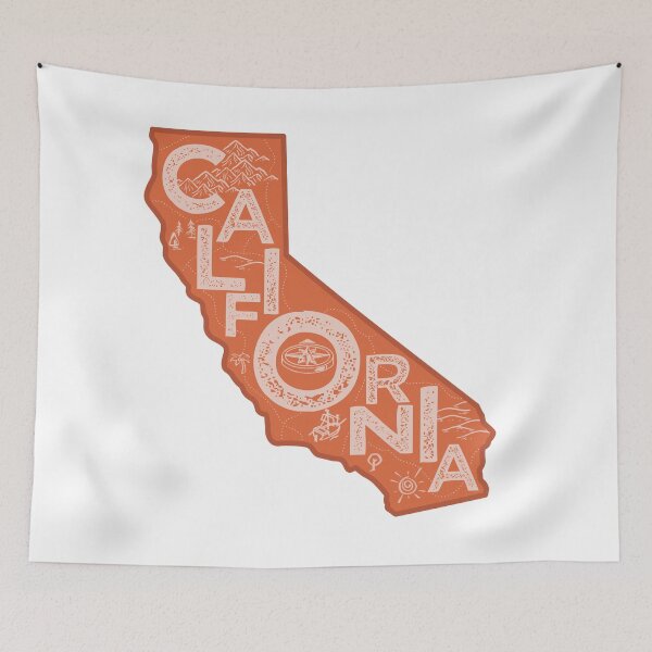 Item preview, California Map Typography Red designed and sold by HelloGentry.