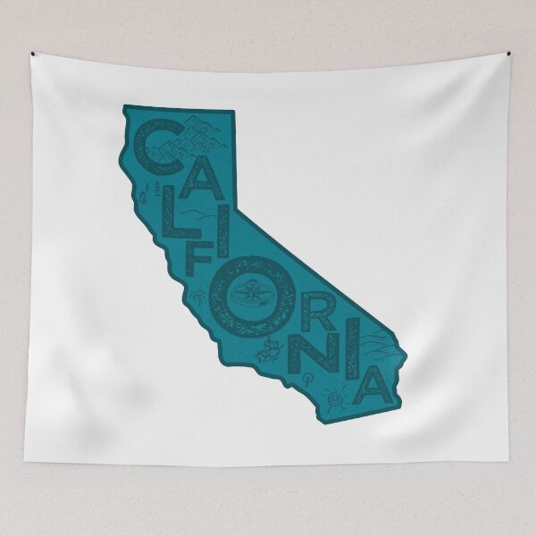 Item preview, California Map Typography Navy designed and sold by HelloGentry.